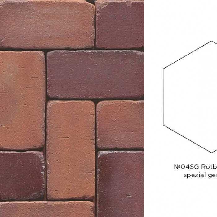 Клинкерная брусчатка Muhr №04SG Rotbraun-bunt Spezial gerumpelt, гексагон 200x52 мм
